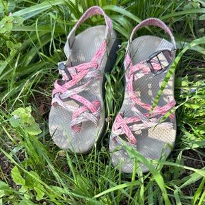 Chaco Strappy Sandals in Pink and Gray